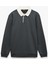 Yeni Sezon Uzun Kollu Pamuk Karışımlı Renk Kontrastlı Basic Polo Yaka Sweatshirt 3
