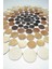 Krem ve Kahverengi Ombre Geçişli Yuvarlak Deri Patchwork Halı 150X150 cm (2,25 M²) 3