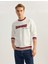 Yeni Sezon Bisiklet Yaka Pamuk Karışımlı Şerit Detaylı Slogan Baskılı Sweatshirt 2