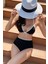 Kadın Siyah Beyaz Kaşkorse Yüksek Bel Bikini Takımı 3