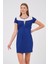 Hamile Kısa Kollu Arkadan Bağcıklı Mini Elbise Saks 4