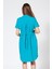 Hamile Önden Düğmeli Elbise Turkuaz 3