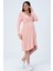 Hamile Önden Bağcıklı Kolay Giyilebilir Uzun Kollu Penye Elbise Pudra 3