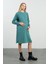 Hamile Emzirme Detaylı Cepli Yumuşak Dokulu Selanik Regular Fit Elbise Mintyeşili 4