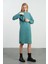 Hamile Emzirme Detaylı Cepli Yumuşak Dokulu Selanik Regular Fit Elbise Mintyeşili 5