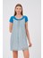 Hamile Kısa Kollu Blok Renk Elbise Mavi 4