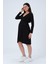 Hamile Önden Bağcıklı Kolay Giyilebilir Uzun Kollu Penye Elbise Siyah 2