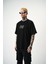 Erkek Fast Nakışlı Oversize T-Shirt Siyah 3