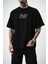 Erkek Fast Nakışlı Oversize T-Shirt Siyah 5