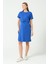 Hamile Emzirme Detaylı Önden Bağcıklı Yan Yırtmaçlı Kısa Kollu Elbise Saks 5