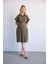 Hamile Midi Boy Elbise Haki Renk Kısa Kollu Günlük ve Özel Gün Kullanımı 2