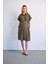 Hamile Midi Boy Elbise Haki Renk Kısa Kollu Günlük ve Özel Gün Kullanımı 4
