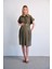 Hamile Midi Boy Elbise Haki Renk Kısa Kollu Günlük ve Özel Gün Kullanımı 5