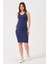 Sıfır Kol Midi Boy Ince Triko Elbise Lacivert 3