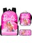 Barbie Prenses Okul Çantası 3 Parça Set Pembe Bie Kız Okul Çantası Büyük Kapasiteli Öğrenci (Yurt Dışından) 1