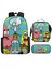 Sünger Bob Kare Pantolon Çocuk Okul Çantası Erkek ve Kadın Öğrenciler Omuz Çantası Anaokulu Sevimli Karikatür Kalem Çantası Crossbody Çanta Üç Set (Yurt Dışından) 1