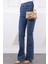 Mavi Yüksek Bel Ispanyol Paça Jeans Pantolon 3