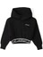 Siyah Kapüşonlu Kız Çocuk Crop Sweatshirt 1