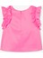 Neon Pembe Fırfırlı Kol Kız Çocuk Tafta Bluz 2