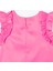 Neon Pembe Fırfırlı Kol Kız Çocuk Tafta Bluz 4