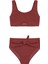 Amelia Bordo Cut Out Detaylı Havlu Dokulu Kız Çocuk Bikini Takımı 1
