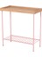 Edge Pembe Metal Ayaklı Masif Ahşap Yan Sehpa Saksılık 1
