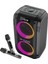 T9PRO Işıklı Karaoke Partybox Ipx5 Kablosuz Ses Bombası Siyah Çift Mikrofonlu Bluetooth Hoparlör 2