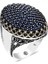 Gümüş Lacivert Zirkon Taşlı Oval Erkek Yüzük - 21 1