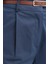 Indigo-Kemerli Likralı Boru Paça Pantolon 4