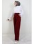 Beli Lastikli Düğmeli Pantolon Bordo 2