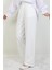 Beli Lastikli Düğmeli Pantolon Beyaz 3