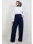 Beli Lastikli Düğmeli Pantolon Lacivert 1