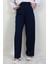 Beli Lastikli Düğmeli Pantolon Lacivert 4