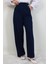 Beli Lastikli Düğmeli Pantolon Lacivert 5