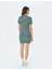 Bisiklet Yaka Kısa Kollu Fitilli Mini Bodycon Elbise 4