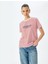 Bisiklet Yaka Kısa Kollu Pamuklu Baskılı Çizgili T-Shirt 2