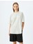 Arkası Baskılı Sloganlı Bisiklet Yaka Kısa Kollu Oversize T-Shirt 3