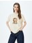 Köpek Baskılı Kısa Kollu Bisiklet Yaka T-Shirt 1