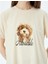Köpek Baskılı Kısa Kollu Bisiklet Yaka T-Shirt 5