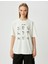Oversize T-Shirt Baskılı Bisiklet Yaka Kısa Kollu Pamuklu 3