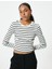 Uzun Kollu Crop Tişört Bisiklet Yaka Slim Fit Pamuklu 1