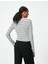Uzun Kollu Crop Tişört Bisiklet Yaka Slim Fit Pamuklu 2