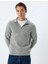 Yarım Fermuarlı Yaka Sweatshirt Uzun Kollu Şardonlu Pamuk Karışımlı 3