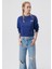 Logo Baskılı Lacivert Crop Sweatshirt 1611601-70722 1