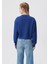 Logo Baskılı Lacivert Crop Sweatshirt 1611601-70722 4