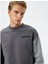Bisiklet Yaka Sweatshirt Renk Bloklu Slogan Işlemeli Ribanalı 2
