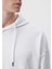 Erkek Kapüşonlu Beyaz Basic Sweatshirt 0610062-620 5