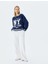 Kolej Baskılı Biyeli Bisiklet Yaka Şardonlu Oversize Sweatshirt 2