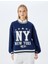 Kolej Baskılı Biyeli Bisiklet Yaka Şardonlu Oversize Sweatshirt 3