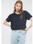 Kadın Koyu Gri Crop Basic Tişört 1611644-70087 1